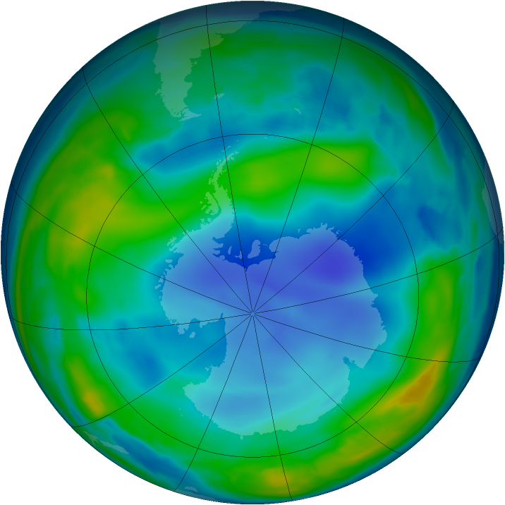 Antarctic ozone map for 25 June 2013